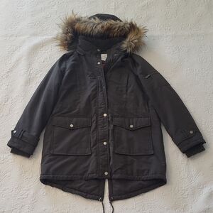 RACHEL Rachel Roy Olive Green Jacket With Orange Lining And Zip Off Hood